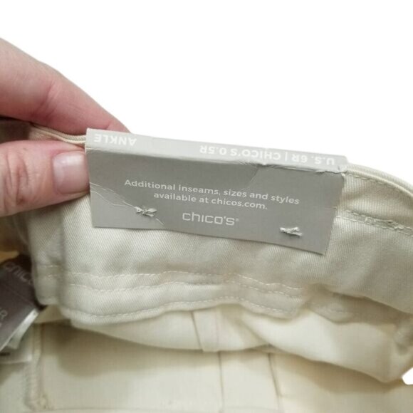 Chicos Womens Straight Leg Pants Size 6R / 0.5R Lyocell Blend Natural‎ Cream - Picture 6 of 11